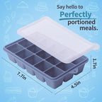 2 Tbsp Silicone Freezer Molds - Perfect for Storing Garlic, Herbs, Ginger, Pesto, Tomato Paste, Lemon Juice, Purees and More - Silicone Food Freezer Tray (Blue 2 Pack)