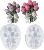 3D 2 Pack Tulip Bouquet Candle Mold, Plant Silicone Mold, Flower Resin Mold for Soap Soy Wax Epoxy DIY Handcraft Home Ornaments Car Air Freshener Home Decoration
