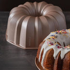HAPPIELS INARA 10 Cup Fluted Tube Cake Pan Nonstick, PFOA Free Fluted Cake Pan for Baking, Pound Cake Mold for Oven, Cake Molds And Cake Pans, Tube Mold, Pound Tin