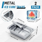 2 Pcs 6 Slot Stainless Steel Ice Cube Maker and Tray Ice Cube Tray for Bars Kitchens Levers Remove Cubes Easy Removal Metal Food Grade Freezer Molds for Food Juice Dishwasher Safe