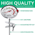 BOMATA 2-Pack Waterproof IP67 Candy Thermometers with Pot Clip, Deep Fry Oil Thermometer with Upgraded 2.5in Large Display for Cooking, Food, Turkey, BBQ, Grill... Mth400 Silver & Gray