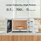 COMFEE' EM720CPL-PM Countertop Microwave Oven with Sound On/Off, ECO Mode and Easy One-Touch Buttons, 0.7 Cu Ft/700W, Pearl White
