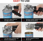 Can Opener Manual, MARSWELL Comfy Grip Can Opener Hand Held with Magnetic Lifter, Smooth Cutting Sharp Blade, Manual CanOpener for Seniors with Easy Turn Knob, Black