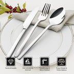 KINGSTONE Dinner Spoons Set of 4, 8 Inch 18/10 Stainless Steel Spoons Cutlery Table Spoon for Home, Kitchen & Restaurant, Dishwasher Safe