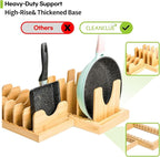 Bamboo Expandable Bakeware and Cutting Board Organizer, Adjustable Pot Lids Holder Rack, Cookie Sheet Baking Pan, Tray Organizer for Kitchen Storage (Black)