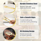 6 Pack Gold Serving Tongs 9 Inch Duty Durable Metal Food Tong, Stainless Steel Tongs for Serving Food, Weddings Parties Family Gatherings Kitchen Cooking Serving Clip
