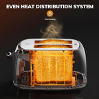 Keenstone Smart Touch Screen Toaster 2 Slice, Retro Wide Slot Stainless Steel Toaster with 6 Browning Levels, Reheat & Defrost, for Bagel, Toast, Bread, Removable Crumb Tray, Blue
