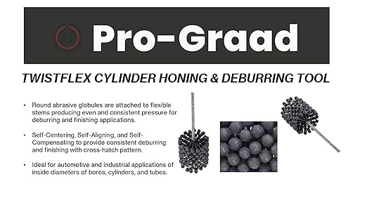 TwistFlex 1/2" 180SC Cylinder Hone | 0.5” (12.7mm) Flexible Cylinder Honing & Deburring Tool for Hole Diameters 0.46"- 0.51" | Silicon Carbide 180 Grit | 1 Pack