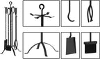 Fire Beauty 5 Pieces Fireplace Tools Sets Fireplace Accessories Tools Holder with Handles Tools for Indoor Fireplace Decor Outdoor Fire Pit Modern Tool(Sanded Black)