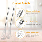 2 PCS Mini Whisk, Small Whisks for Cooking, Stainless Steel Mini Whisk Set - Essential Tiny Wire Whisk for Whisking, Beating, Blending Eggs & Sauces