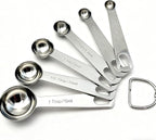 Stainless Steel Measuring Cups and Measuring Spoons Set with Circular Connector,Kitchen Measuring Spoons and Cups，kitchen tool for cooking and baking(13 Piece Set)