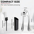 Kitessensu High Effective Premium Garlic Press Set, With Silicone Garlic Peeler & Brush, Heavy Duty Garlic Mincer, Easy to Squeeze and Clean, Rust Proof & Dishwasher Safe - Gloss Silver
