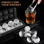 Round Ice Cube Mold,8 PCS x 1.8 in Whiskey Ice Cubes,Circle Ice Cube Tray with Lid,Large Ice Ball Maker Mold Sphere Ice Cube,Large Ice Cube Molds for Cocktails,Coffee(Round Ice Cube Mold,Black