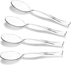 WDF 300 Pieces Clear Plastic Mini Spoons for Desserts 4 Inches Clear Plastic Spoons Heavy Duty Perfect for Cake, Desserts