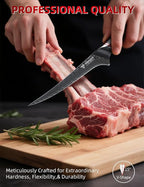 7 Inch Fillet Knife - Professional Kitchen Boning Knife - Black Damascus Steel with Ergonomic Handle - MIAO Series