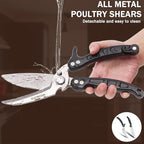 Kitchen Shears Heavy Duty Poultry Shears Meat Cutting Dishwasher Safe and Stainless Food Kitchen Scissors for Chicken Turkey Thanksgiving,Black