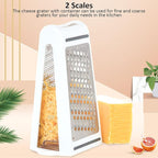 HYWHUYANG Cheese Grater, Reversible Box Grater with Two Sides, Food Grater with Storage Container, Vegetable Garlic Chopper Tool, Stainless Steel Grater for Kitchen