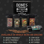Bones Coffee Company NEW World Tour Sample Pack, Single-Origin Flavored Coffee Low Acid Medium Roast Arabica Beans Specialty Coffee Gifts Compatible Auto Drip and French Press, 4 oz Pack of 5 Ground