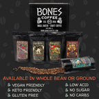 Bones Coffee Company NEW World Tour Sample Pack, Single-Origin Flavored Coffee Medium Roast Arabica Beans Specialty Coffee Gifts Compatible Auto Drip and French Press, 4 oz Pack of 5 Whole Bean