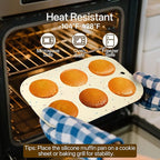 2 Pack Silicone Muffin Pan for Baking, Regular Size Nonstick Cupcake Pan, 6-Cup Silicone Muffin Tin BPA Free Dishwasher Safe, Great for Muffin Cupcake Brownie Egg Tart