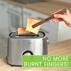 Magnetic Walnut Wooden Toaster Tongs | 8.7-Inch Kitchen Tongs for Cooking, Bread, Bacon, Bagels, and Muffins | Non-Toxic Design, A Durable Alternative to Bamboo, Perfect for Toaster, BBQ, and Grilling