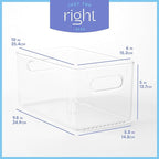 Plastic Food Storage 6 Pack Clear Container Bin with Handles for Organizing Kitchen, Pantry, Fridge, Freezer, Pantry,Bathroom. 10"x6"x5"