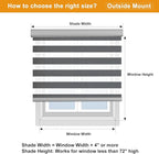 Persilux Cordless Zebra Blinds for Windows Free-Stop Roller Window Shades (22" W X 64" H, Grey) Dual Layer Light Control for Day and Night, Light Filtering Sheer Shades for Home, Easy to Install