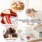 6 Inch Cake Pan Set of 3, E-Far Stainless Steel Round Layer Smash Cake Baking Pans with Parchment Rounds & Side Liner Roll, Non-Toxic & Healthy Metal Cakes Tin, Straight Side & Dishwasher Safe