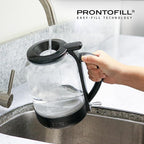 OVENTE Electric Kettle with 1.5L Borosilicate Glass, 1500W Fast Boiling Water Heater for Coffee or Tea, Easy to Fill Lid, Auto Shut-Off, Boil-Dry Protection & Stainless Steel Filter, Black KG516B
