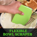 SURDOCA Dough Scraper Bench Scraper - 3P 4.7x3.7" Plastic Flexible Bowl Scraper, Sharp Edge & Angles Cake Scraper. Non-Slip Bakeware Decorating Tools Sculpting & Modeling Tools - Green+Blue+Green