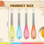 Baderke 12 Pcs 6 Inch Mini Whisks Bulk with Stainless Steel Handles Small Silicone Kitchen Whisks Non Stick Tiny Balloon Wire Whisk for Mixing Stirring Baking Cooking Party Favor Gift (Bright Color)