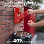 Kotto Can Crusher - Wall Mounted Can Crushers for Recycling - with Auto-Drop System -Built-in Bottle Opener-Crushes 8-16oz Cans-Includes Kitchen Storage Bag-Heavy Duty Can Crusher for Home Use-Red