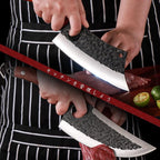 DRAGON RIOT Professional Butcher Knife Set for Meat Processing, 3Pcs High Carbon Steel Hand Forged Serbian Cleaver Chef Knife Set with Ergonomic Handles for Kitchen Outdoor Cooking