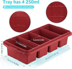 Silicone Freezer Tray With Lid - Silicone Freezer Food Molds- Large Ice Cube Tray,Silicone Freezer Container,Freeze & Store Soup, Sauce, Broth,Leftovers - Makes 4 Perfect 1 Cup