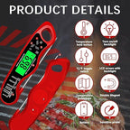 Meat Thermometer Digital，IP67 Waterproof Cooking Thermometer with Backlight, Calibration & Hold Function，Food Thermometer for Cooking,Outdoor Grilling，Suitable as Stocking Stuffers for Men
