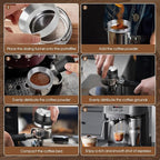 51mm Espresso Accessories Kit, Coffee Distributor and Tamper Leveler, WDT Tool and Dosing Funnel Set Fits Delonghi 51 mm Espresso Machines and Portafilters