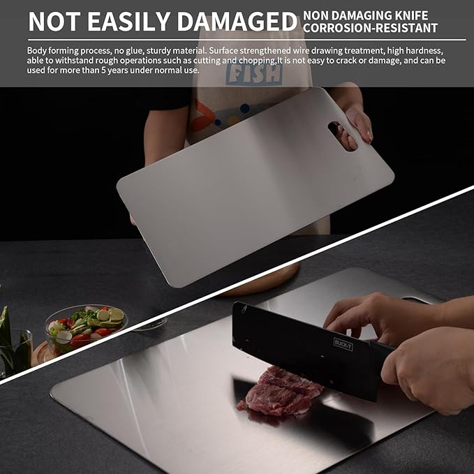 Katuchef Titanium Cutting Board 2025 New Upgrade Pure Titanium Cutting Boards for Kitchen Double Sided Cutting Boards Non Toxic,Hygiene Durable Chopping Board Suitable for Dishwasher Safe(13.38*9.05)