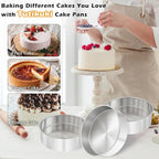 6 Inch Cake Pan - 3PCS Stainless Steel Smash Cake Baking Pans Tins with 100 PCS Parchment Paper, Round Bakeware for Party Birthday Wedding, Mirror Finish & Dishwasher Safe
