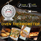 KT THERMO Oven Thermometer150-600°F, Oven Grill Fry Chef Smoker Analog Thermometer Instant Read Stainless Steel Kitchen Cooking Thermometer