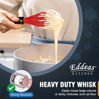 Silicone Whisk, 500°F Heat Resistant Whisks For Cooking, Non-Scratch Coated Whisks set of 3 7",9"&11inch, Balloon Kitchen Wisk tool Set, for Wisking, Blending, Beating, Stirring, Red