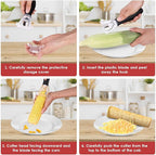 Corn Peeler for Corn on the Cob, Corn Cob Stripper with Large Ergonomic Handle, Corn Remover Corn Kernel Cutter #1114