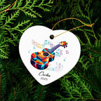 2025 Ukulele Musical Ceramic Ornaments Christmas Tree, Personalized Ukulele Player Ornament Gifts, Musician Ceramic Ornaments, Customized Instrument Xmas Hanging Ornament Keepsake with Name & Year