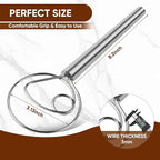 Maxjoy Danish Dough Whisk Stainless Steel Hook Dutch Style Bread Mixer for Sourdough Making Tool