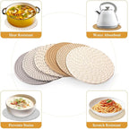Billbotk 8" Trivets for Hot Dishes, Hot pots and Pans, 6 Heat Resistant Hot Pads, Pot Holders for Kitchen, Hot Plate Mats for Table, Kitchen Decor for Counter, Home Essentials, Farmhouse(Boho)