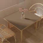 Leather Table Cover,1.8mm Thick,42x42 Inch Table Protector,Table Protector for Dining Room Table,Dining Table Cover,Table Cover Protector(Mud Color+Champagne Gold,42x42)