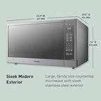 Panasonic Oven with Cyclonic Wave Inverter Technology, 1250W, 2.2 cu.ft. Countertop Microwave with Genius Sensor One-Touch Cooking – NN-SD975S (Stainless Steel/Silver), Stainless