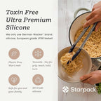 StarPack Premium Silicone Kitchen Tongs 9-Inch - Stainless Steel with Non-Stick Silicone Tips, High Heat Resistant to 600°F, For Cooking, Serving, Grill, BBQ & Salad (Gray Black)