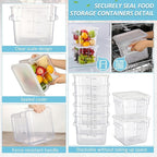 Yungyan 12 Pcs 4 Qt Commercial Food Storage Containers with Lids Restaurant Square Airtight Food Storage Containers Clear Cereal Container for Kitchen Freezer Dishwasher Pantry (White Lid)