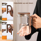 Enchanti Tea Pot, Magic Glass Teapot with Strainer,Magnetic Water Separation with Infuser -600ML/20.3oz