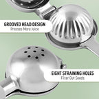 Zulay Kitchen Extra Large Lemon Squeezer Stainless Steel - Easy Squeeze Heavy Duty Lemon Juicer Hand Press - Ergonomic Citrus Squeezer & Fruit Juicer for Small Oranges, Lemons, & Limes - Silver